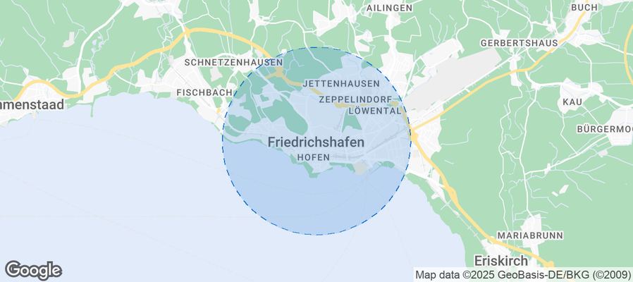 Map of Airbnb listings in Friedrichshafen