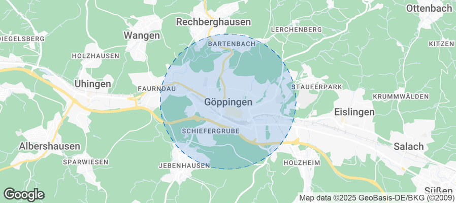 Map of Airbnb listings in Göppingen