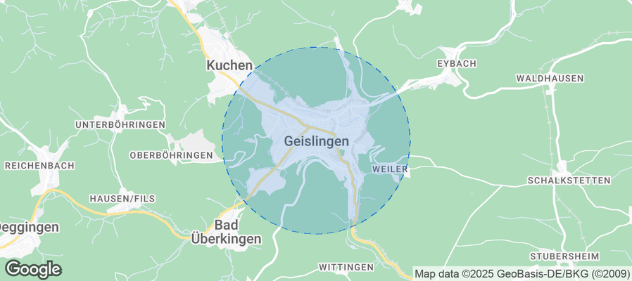 Map of Airbnb listings in Geislingen an der Steige
