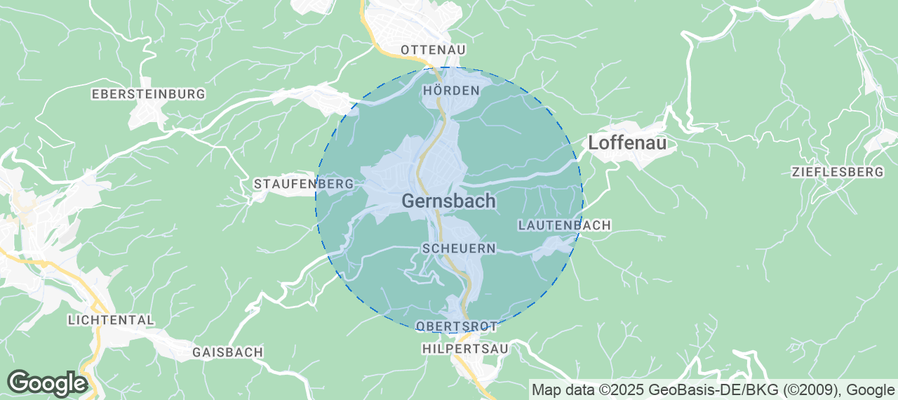 Map of Airbnb listings in Gernsbach