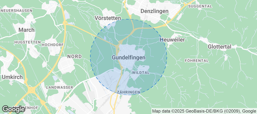 Map of Airbnb listings in Gundelfingen