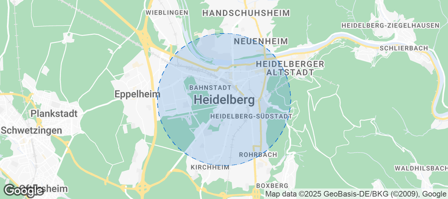 Map of Airbnb listings in Heidelberg
