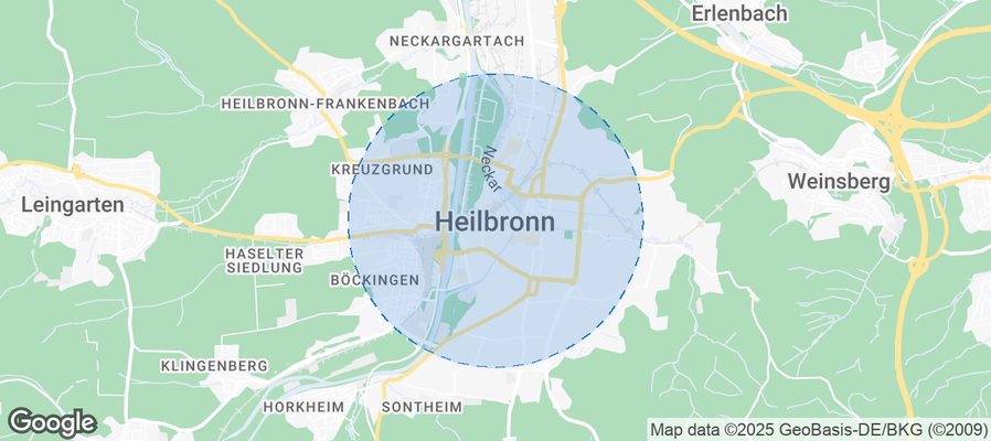 Map of Airbnb listings in Heilbronn
