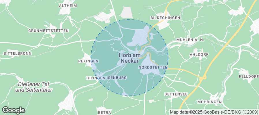 Map of Airbnb listings in Horb am Neckar