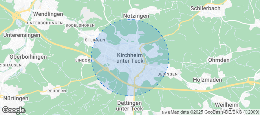 Map of Airbnb listings in Kirchheim unter Teck