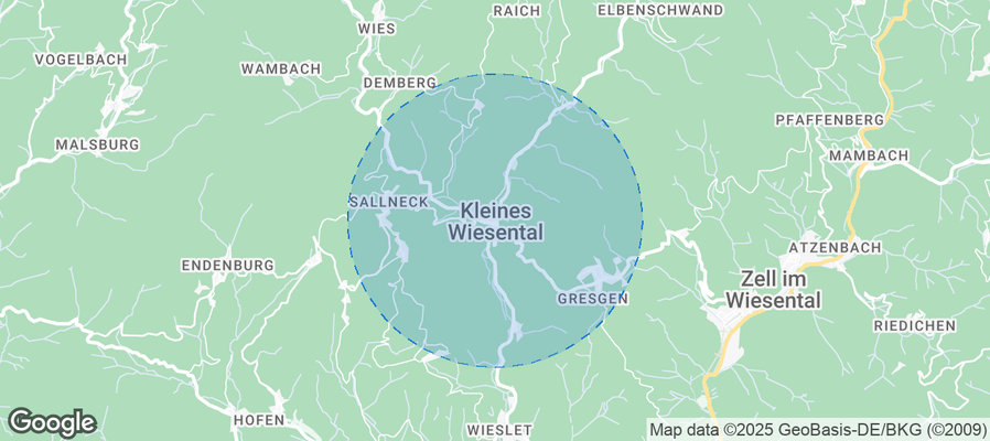 Map of Airbnb listings in Kleines Wiesental