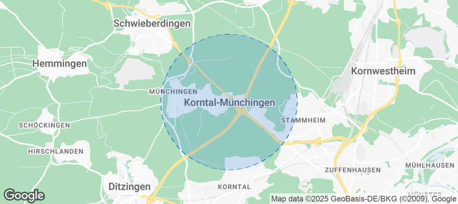 Map of Airbnb listings in Korntal-Münchingen