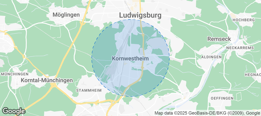 Map of Airbnb listings in Kornwestheim