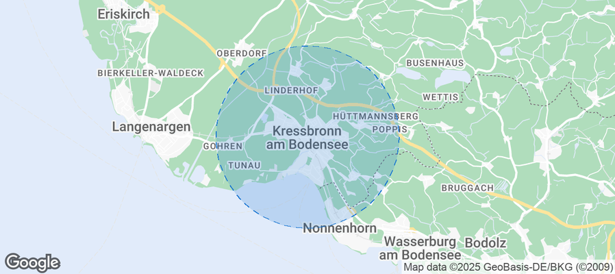 Map of Airbnb listings in Kressbronn am Bodensee