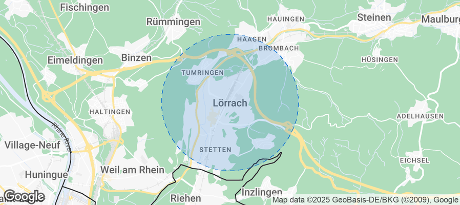 Map of Airbnb listings in Lörrach