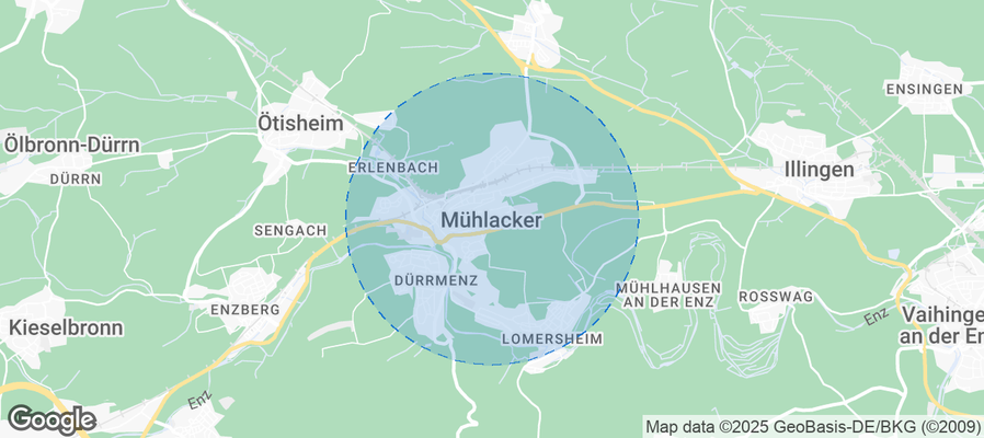 Map of Airbnb listings in Mühlacker