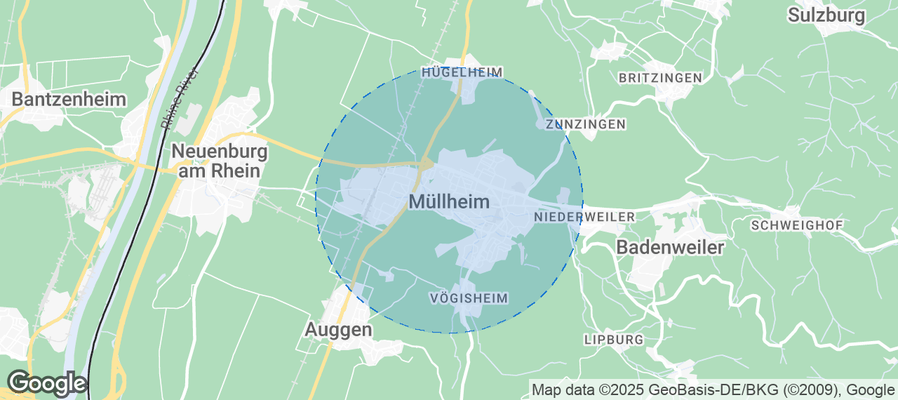 Map of Airbnb listings in Müllheim im Markgräflerland