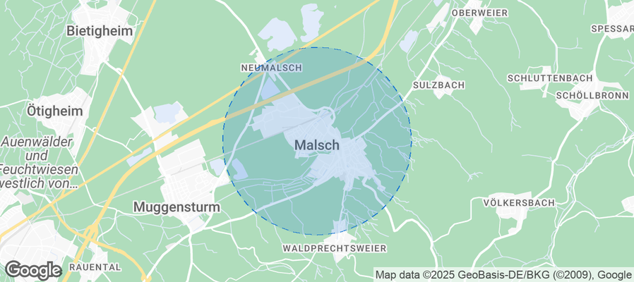 Map of Airbnb listings in Malsch