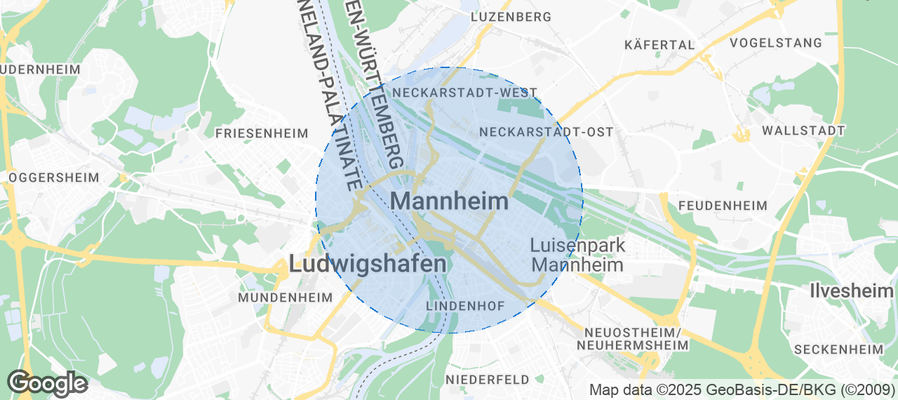 Map of Airbnb listings in Mannheim