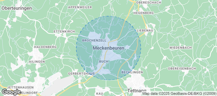 Map of Airbnb listings in Meckenbeuren