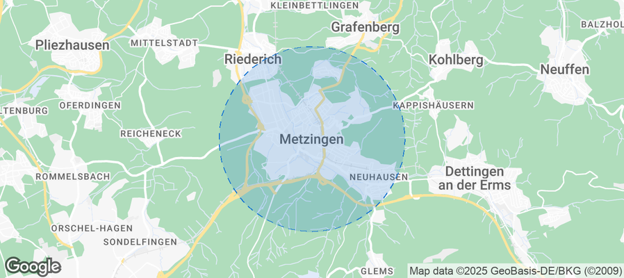 Map of Airbnb listings in Metzingen