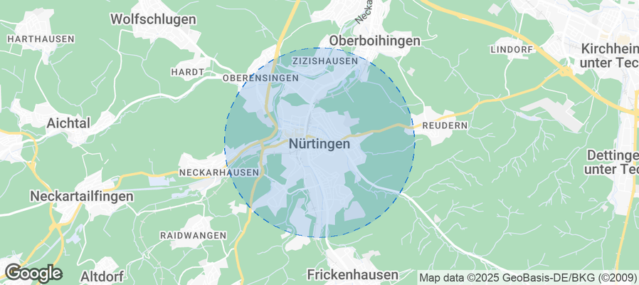 Map of Airbnb listings in Nürtingen