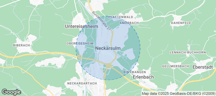 Map of Airbnb listings in Neckarsulm