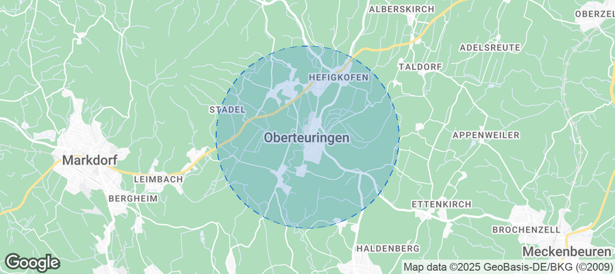 Map of Airbnb listings in Oberteuringen