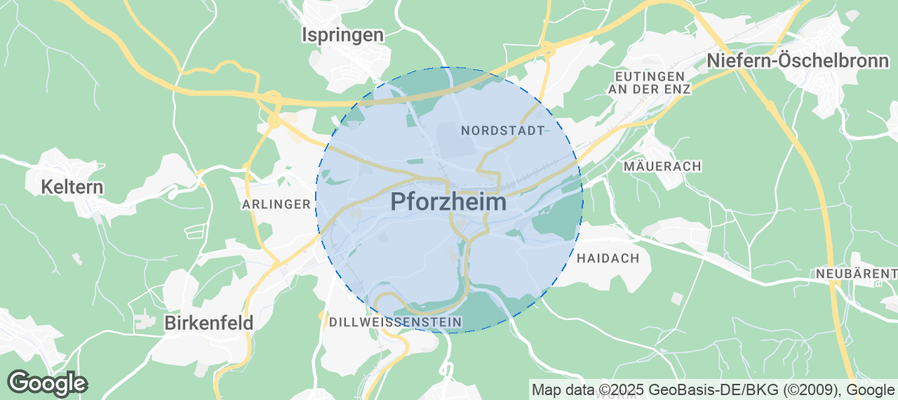 Map of Airbnb listings in Pforzheim
