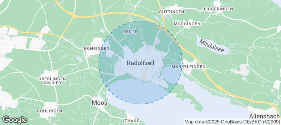 Map of Airbnb listings in Radolfzell am Bodensee
