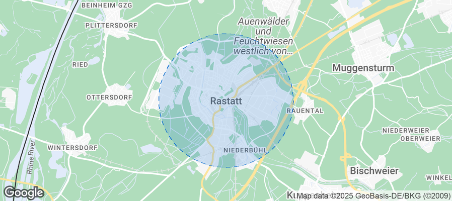 Map of Airbnb listings in Rastatt