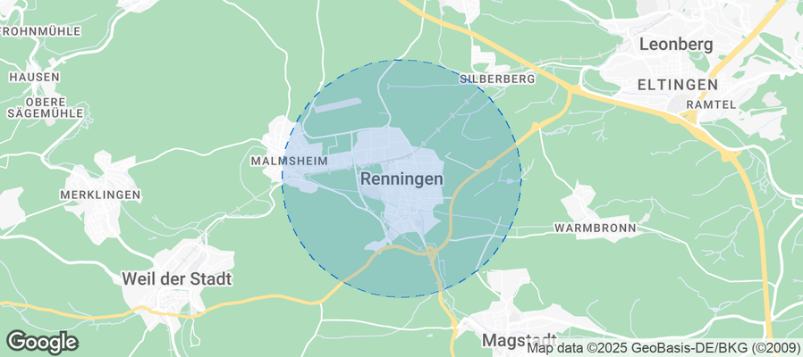 Map of Airbnb listings in Renningen