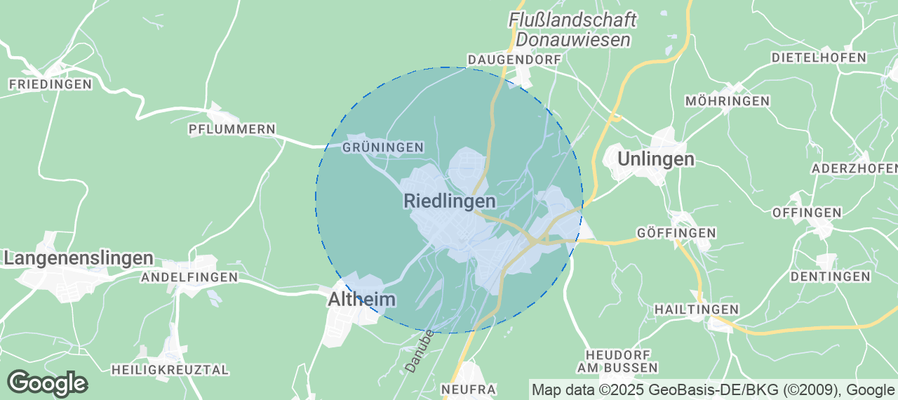 Map of Airbnb listings in Riedlingen
