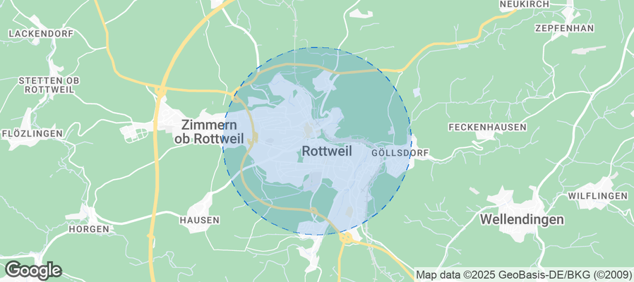 Map of Airbnb listings in Rottweil