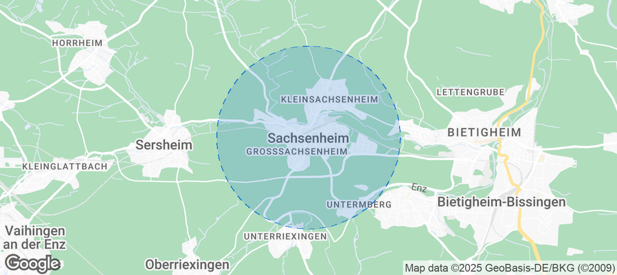 Map of Airbnb listings in Sachsenheim