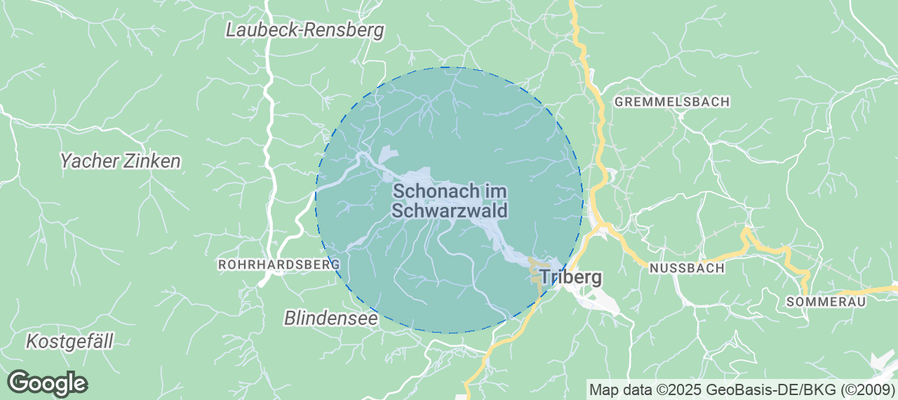 Map of Airbnb listings in Schonach im Schwarzwald