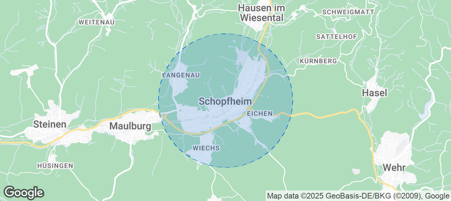 Map of Airbnb listings in Schopfheim