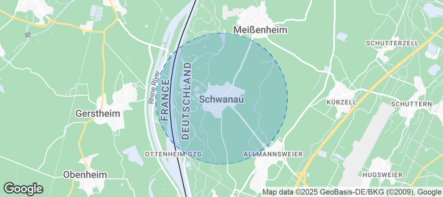 Map of Airbnb listings in Schwanau