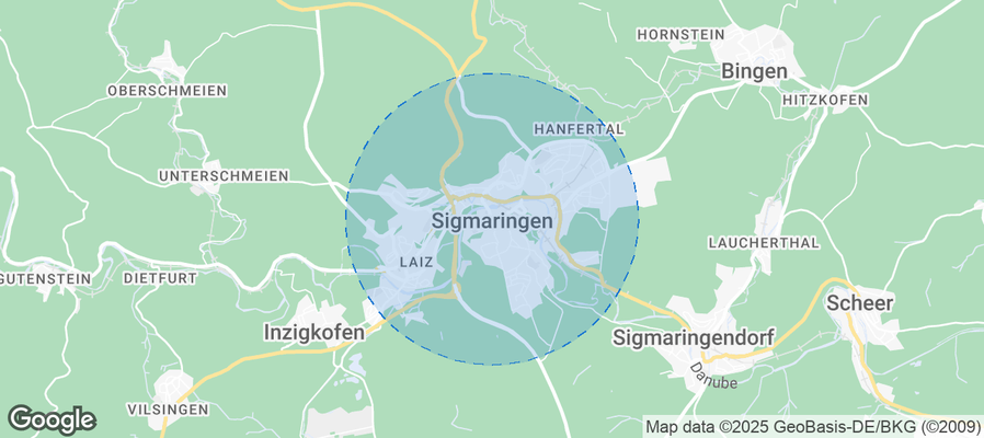 Map of Airbnb listings in Sigmaringen