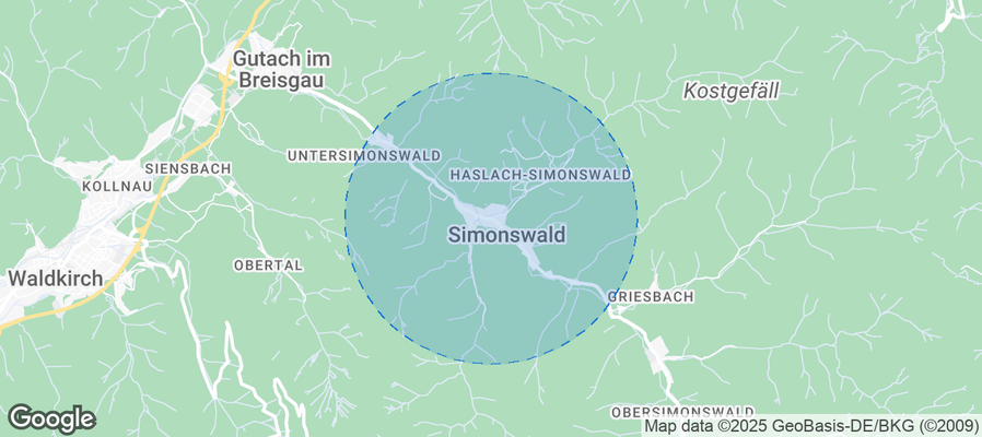 Map of Airbnb listings in Simonswald