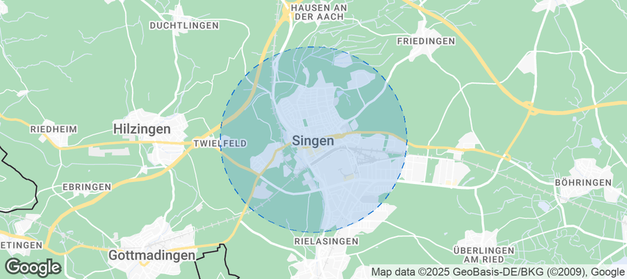 Map of Airbnb listings in Singen (Hohentwiel)