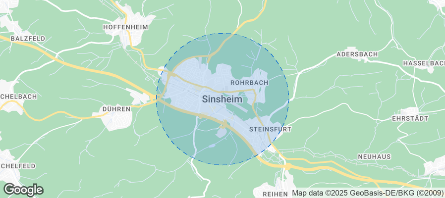 Map of Airbnb listings in Sinsheim
