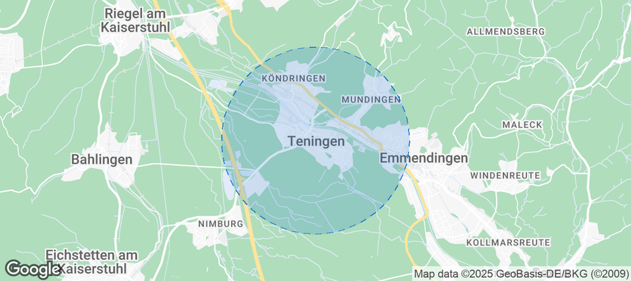 Map of Airbnb listings in Teningen