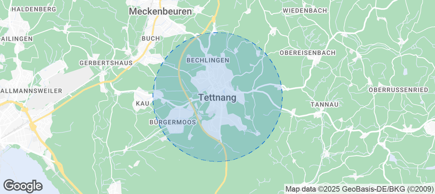 Map of Airbnb listings in Tettnang