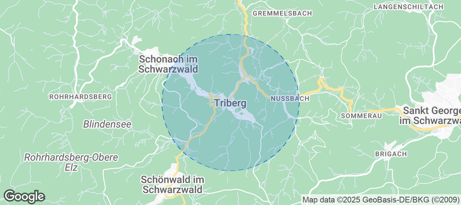 Map of Airbnb listings in Triberg im Schwarzwald
