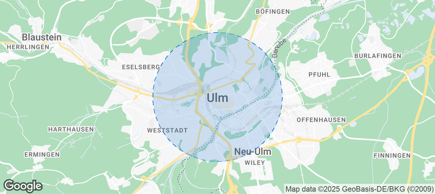 Map of Airbnb listings in Ulm