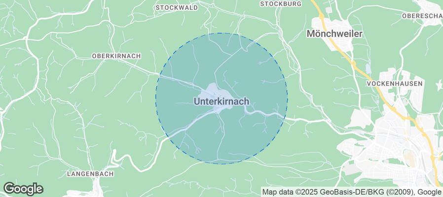 Map of Airbnb listings in Unterkirnach