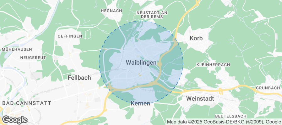 Map of Airbnb listings in Waiblingen