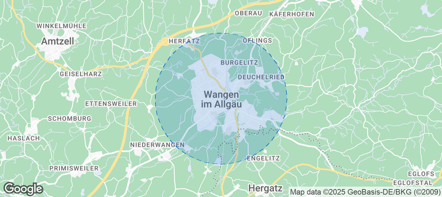Map of Airbnb listings in Wangen im Allgäu