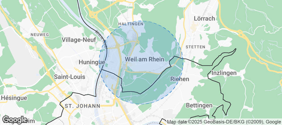 Map of Airbnb listings in Weil am Rhein