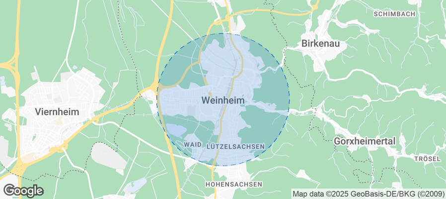 Map of Airbnb listings in Weinheim