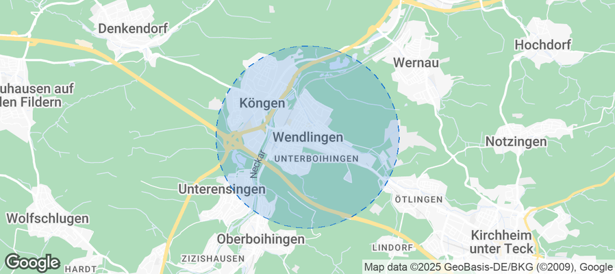Map of Airbnb listings in Wendlingen am Neckar