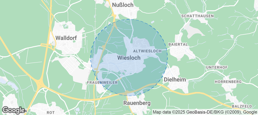 Map of Airbnb listings in Wiesloch