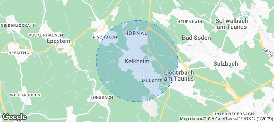 Map of Airbnb listings in Kelkheim (Taunus)