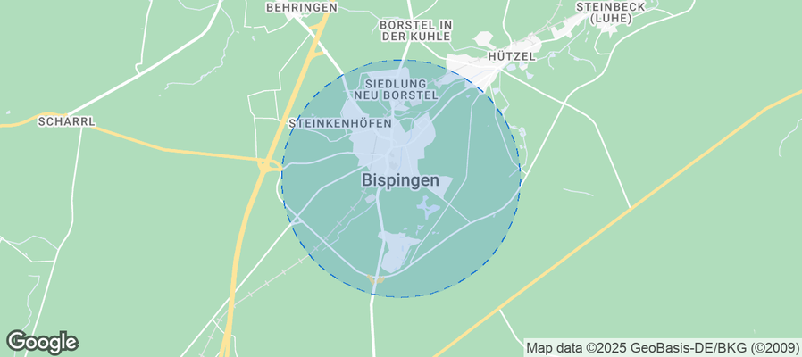 Map of Airbnb listings in Bispingen